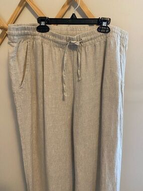 L.L. Bean Beige Drawstring Linen Blend Pants